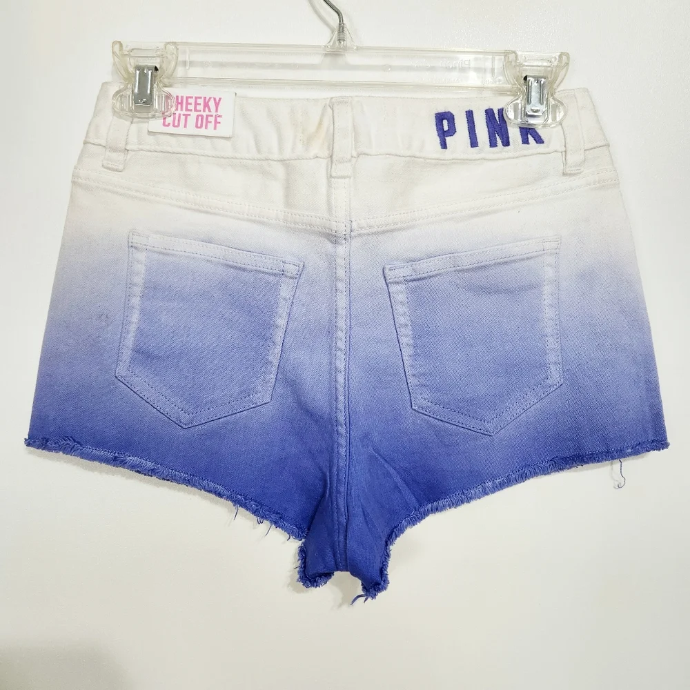 PINK Victoria's Secret | NWT Ombre Cheeky Cut Off Denim Shorts White Pur…